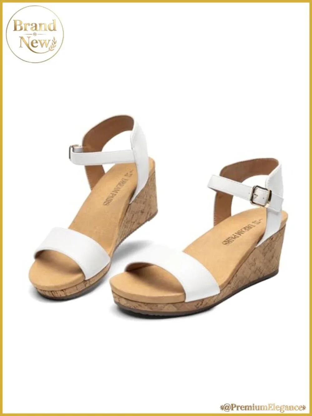 Womens Cushioned Platform Wedge Sandals Cork 3 Inch Heel Ankle Strap
